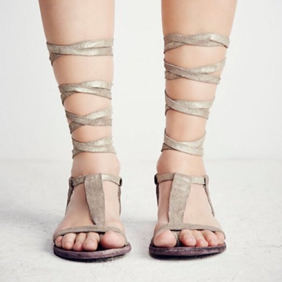 Free People Dahlia Lace Up Wrap Gladiator Sandals - Picture 2 of 6